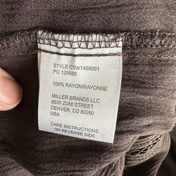 NWT CRUEL DENIM Crinkle Gauze Snap Shirt Crochet Western Prairie Romance Brown S - Picture 12 of 13